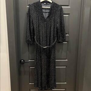 ZARA midi dress Black Polka Dot Size M
